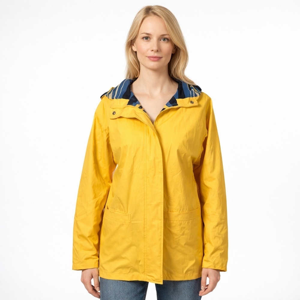 Misty Harbor Yellow Raincoat Hooded Jacket Lined Classic PVC Womens Size S